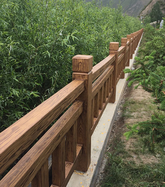 榆林景区水泥凹凸护栏仿木纹施工